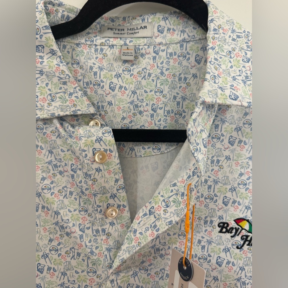 Peter Millar summer comfort golf polo bay hill with sun protection. Size L. - Picture 3 of 5